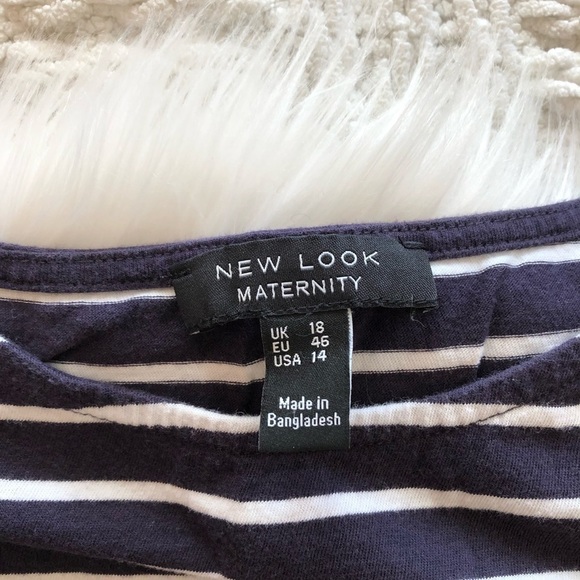 New Look Maternity Stripe 3/4 Sleeve Tee Blue 14 - Picture 4 of 7